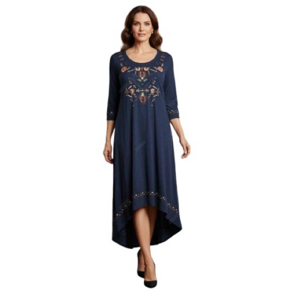 Soft Surroundings Valencia High Low Embroidered Dress Size Petite Small